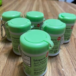 Biopure Anti-bacterial Hand Wipes with Clip Lot of 6
